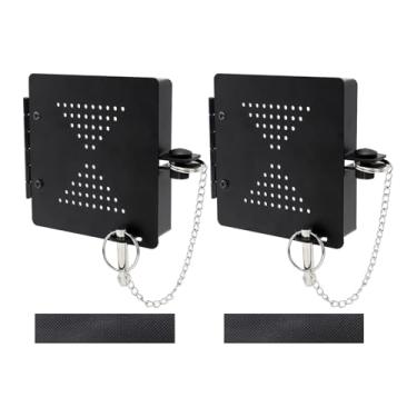 Imagem de Bibabala Tampa de alumínio para para-choques para trailers, 2 peças, orifícios de ventilação à prova de pragas, porta articulada, serve para amortecedores quadrados de 10 cm, capa protetora de