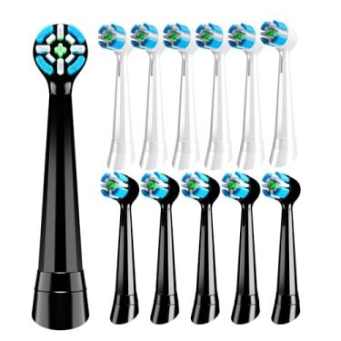 Imagem de 12 cabeças de substituição iO compatíveis com escova de dentes elétrica Oral B iO Series, embaladas individualmente, branca/preta