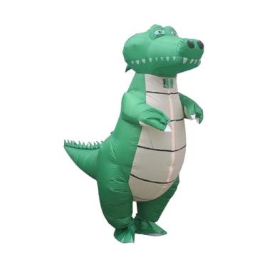 Imagem de Dynwave Fantasia inflável de crocodilo, roupa para cosplay de Halloween para feriado