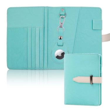 Imagem de Deziliao DE0072 Passaporte com Airtag, porta-passaporte de couro PU com compartimento para cartão de vacina, carteira de passaporte para homens e mulheres, Roxa, Contemporâneo