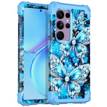 Imagem de Casetego Capa para Galaxy S24 Ultra 5G, brilham no escuro, três camadas, resistente, à prova de choque, proteção total, policarbonato rígido + capa amortecedora de TPU macio para Samsung Galaxy S24