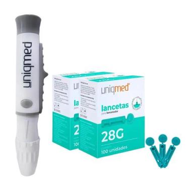 Imagem de Caneta Lancetadora e 200 Lancetas Uniqmed Kit com 1 Unidade