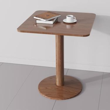 Imagem de Mesa de jantar quadrada moderna de meados do século de 60 cm para 2 pessoas, pequena mesa de jantar com pedestal resistente, mesa de cozinha quadrada para sala de jantar, cozinha, sala de estar