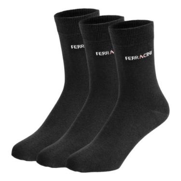 Imagem de Kit com 3 Meias Masculinas Ferracini Algodão Confortável, Preto, Único