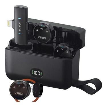 Imagem de Microfone Lapela Kaidi Sem Fio Lightning Duplo com Filtro de Ruído e Á