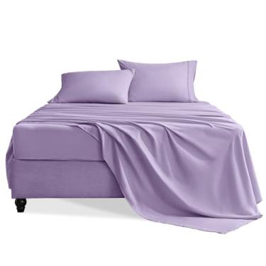 Imagem de Swiftify Jogo de lençol Queen, 4 peças de lençóis Queen de microfibra macia de luxo, até 40,6 cm de profundidade, lençóis Oeko-Tex com elástico, respirável, sem rugas (roxo, Queen)