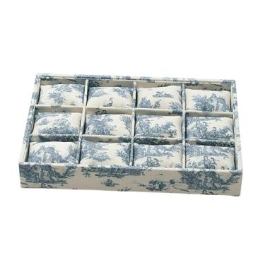 Imagem de Hailong Ming Expositor de Relógios Grande, Expositor de Pulseiras, Organizador de Joias com 12 Compartimentos, Estojo de Relógios, Gaveta de Mesa, Azul