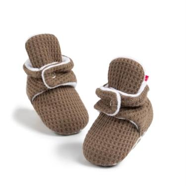 Imagem de Babelvit Botas de lã macia para bebês recém-nascidos, meninos e meninas, meias antiderrapantes para bebês que caminham no tornozelo para o inverno, 002 cáqui, 12-18 Months Toddler