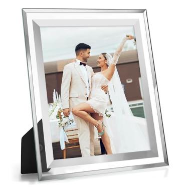 Imagem de Fisnish Porta-retrato 20 x 25 cm, moldura de vidro 20 x 25 para mesa, molduras espelhadas transparentes, prata, 1 pacote