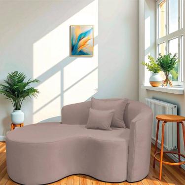 Imagem de Recamier Curvo Orgânico 150cm 2 Lugares Lado Esquerdo para Sala de Estar Linho Londres Rose