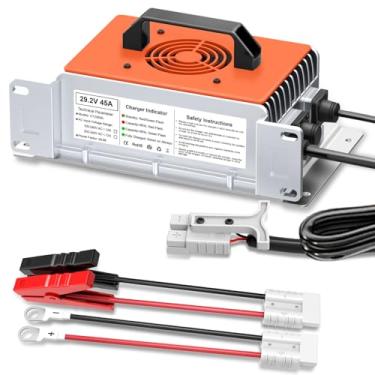 Imagem de Carregador de bateria LiFePO4 de 29,2 V 45 A, carregamento rápido para bateria de lítio de 24 V, suporta ativação de bateria 0V, totalmente selado IP65 à prova d'água