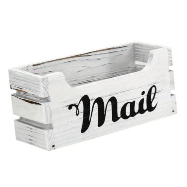 Imagem de XLWLLNJ Organizador de correspondência de madeira, porta-cartas, bandeja de correspondência para mesa, versátil, economizador de espaço, presente de, Branco