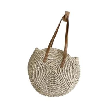Imagem de Bolsa de Praia de Palha Grande para Verão - Tote Simples e Vazada para