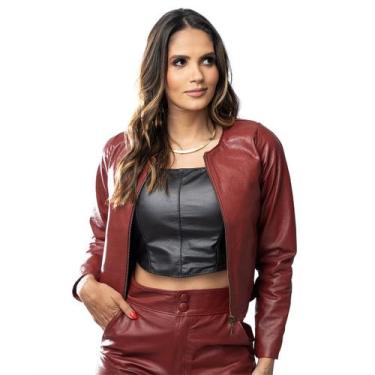 Imagem de Jaqueta de Couro Feminina Dakota - IGNE BULL, G, Vermelho