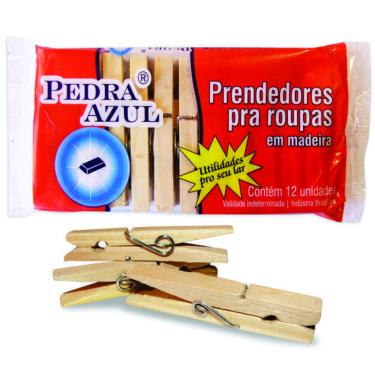 Imagem de Kit Prendedor Madeira Pequeno Pedra Azul Com 12 Unidades