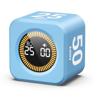 Imagem de KADAMS Pomodoro Cube Timer Produtividade Visual Timer - 5/10/25/50 min Contagem Regressiva Rotativa (Azul)