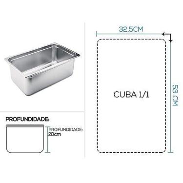 Imagem de Kit 8 Cubas Gastronomica Inox Gn 1-1x200mm Brasinox Buffet