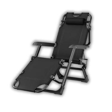 Imagem de Cadeira Espreguiçadeira com Travesseiro Reclinavel Preto - ImportWay