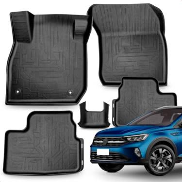 Imagem de Jogo Tapetes Tipo Bandeja Preto Modelo Nivus 2020 A 2026 5 Peças Borracha Borda Alta Grid