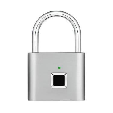 Imagem de Cadeado Cinza Biométrico com Impressão Digital Recarregável - Generico