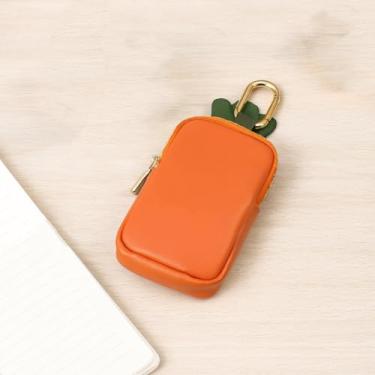 Imagem de Bolsa de moedas com design de frutas, carteira de couro PU, porta-chaves, pequena bolsa de armazenamento de cartões, Laranja, Tendência