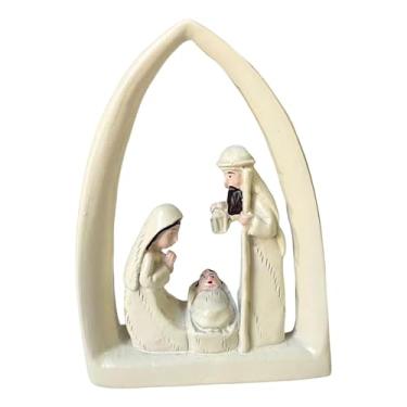 Imagem de Ｂｅｓｇａ Estátua da Sagrada Família para Mesa, Ornamento, Presente de Aniversário, Artesanato, Escultura Branca para Estante, Mesa de Trabalho, Decoração de