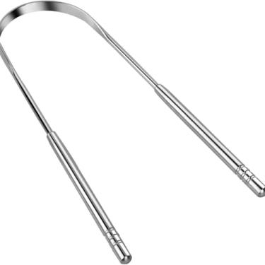 Imagem de Raspador de Língua em Aço Inox Cirúrgico | Higiene Bucal Completa | Elimina o Mau Hálito (Halitose) e a Saburra | Mais Eficaz que Escovas