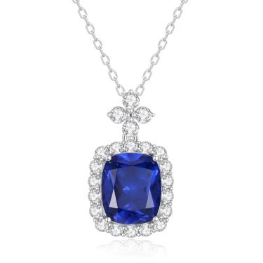 Imagem de GAOCAN Colar com pingente, joia de presente para mulheres, prata esterlina 925, aniversário/casamento/dia das mães para esposa, namorada, mãe, dela, azul royal