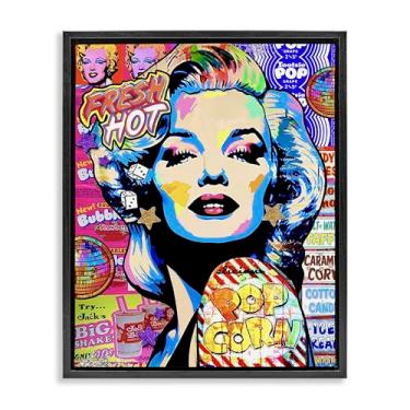 Imagem de Stupell Industries Arte de parede Marilyn Candy Pop Style Gold Framed Floater Canvas Design por Jess Stempel, 21 x 17