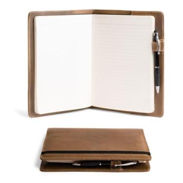 Imagem de Hide & Drink, Capa para caderno de capa dura Leuchtturm A5 (14,6 x 21 cm), capa protetora para diário, agenda pessoal, couro de flor integral, acessório de escrita feito à mão (Mogno de malte único