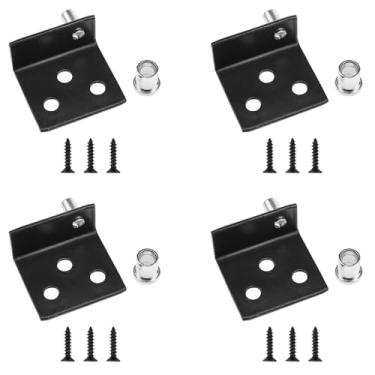 Imagem de PIYANYO Dobradiças de pivô de porta de armário de eixo oculto de aço inoxidável preto com buchas e pinos para portas de armário de madeira e móveis balançarem livremente, 4 peças