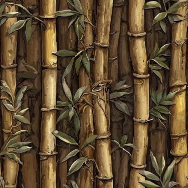Imagem de LaCheery Papel de parede vintage de bambu descasque e cole papel de parede retrô marrom de bambu papel de parede removível para banheiro quarto paredes armários gavetas rolo de vinil 44,5 x 200,7 cm