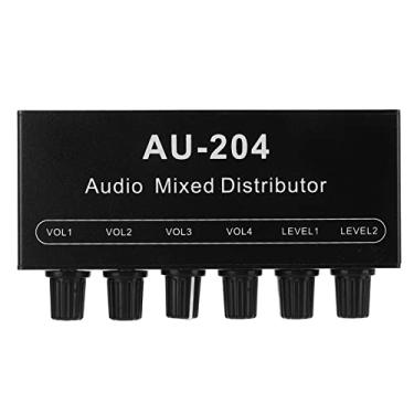 Imagem de Mini Pré-Amplificador de áudio Estéreo, Amplificador de Caixa de Interruptor de Saída de 4 Vias, Entrada de 2 Vias para Fones de Ouvido, Com Sinais Sem Perda, Concha de Liga de