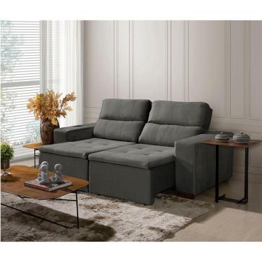 Imagem de Sofá 3 Lugares 195cm Com Molas, Retrátil E Reclinável Cinza