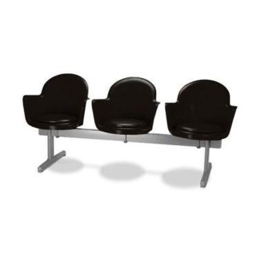 Imagem de Cadeira Em Longarina 3 Lugares Polipropileno Moon Preto