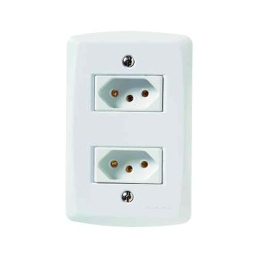 Imagem de Conjunto 2 Tomadas 3p 20a Tramontina Lux2 - Branco - Sistema Modular