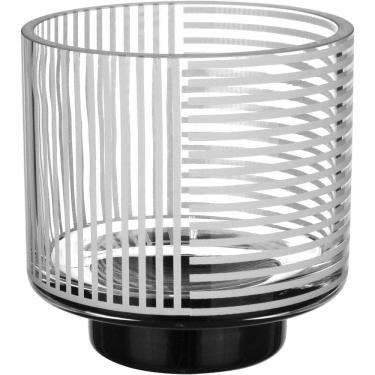 Imagem de Vaso Decorativo Enfeite Casa Listras Home&co Vidro 10x10x10cm Transparente