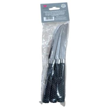 Imagem de Kit 6 Facas De Mesa Inox Linha Gramado Lâmina Dentada Churrasco Cabo D