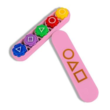 Imagem de frolusian Gonggi Game,Gonggi Weighted Korean Game,5 Premium Marbles + Box, Traditional Toss & Catch Dexterity Training, Suitable for Family Gatherings and Social use(Pink)