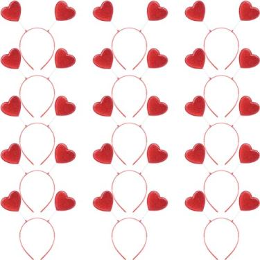 Imagem de Octaday 15 Pcs Valentine's Day Headband Glitter Cupid Red Heart Shaped Head Boppers for Valentine's Day Party Favors Photo Props