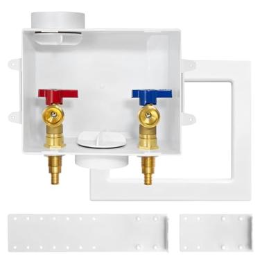 Imagem de Caixa de tomada para máquina de lavar (solta), dreno central/dreno lateral, entrada de crimpagem Pex de 1/2 polegada x conexão de saída MHT de 3/4 polegadas, regular