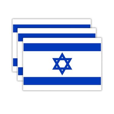 Imagem de (3 peças) Adesivos de bandeira de Israel, adesivos de bandeira dos países - Decalques de vinil à prova d'água para laptops, copos, garrafas de água, livros, álbuns de recortes, tamanho 7 x 5 cm
