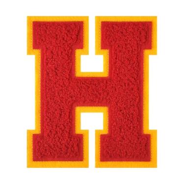 Imagem de 1 peça de patch de letra de chenille vermelho de 11,4 cm – adesivos do alfabeto para roupas, jaquetas, mochilas, chapéus para decoração personalizada, nome personalizado e artesanato. (H)