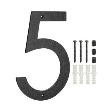 Imagem de PATIKIL Números de casa de 30 cm para o exterior, número 5 ABS textura de plástico flutuante número de casa moderna caixa de correio números de porta com kit de unhas para rua residencial ao ar livre