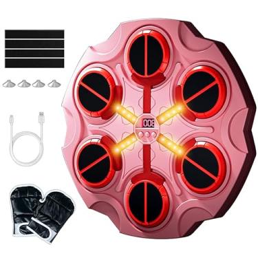 Imagem de Ruiyisi Máquina de boxe de música, máquina inteligente de treinamento de boxe Bluetooth com luvas, equipamento de exercício de montagem na parede de velocidade ajustável para crianças e adultos