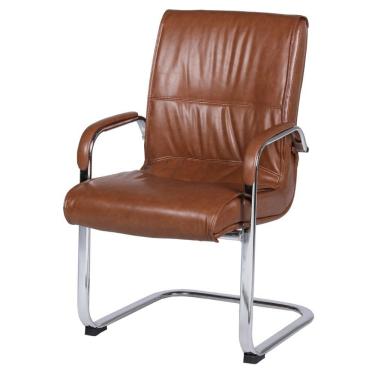 Imagem de Cadeira De Escritório Locutor Austin Fratini Pu Caramelo Base Fixa Cromada