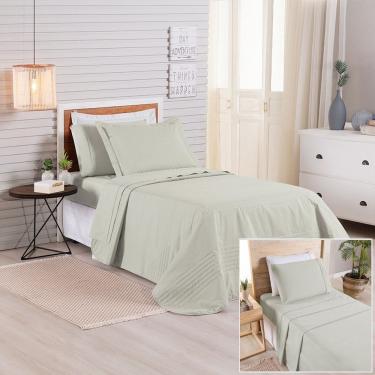 Imagem de Kit Cobre Leito + Jogo De Cama Premier Solteiro 5 Peças Hipercal 200 Fios 80% Algodão, 20% Poliéster - Caqui