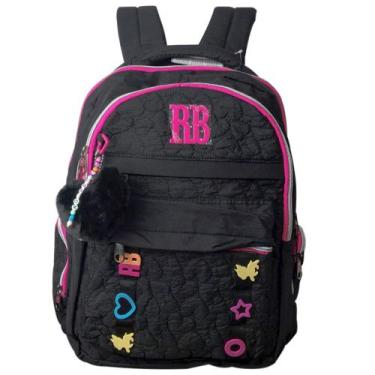 Imagem de Mochila de Costas Escolar Juvenil com PomPom Rebecca Bonbon, Preto