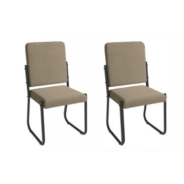 Imagem de Cadeira Sala De Jantar Sicília 2c139prf Aço Kit 2 Un Preto-boucle Bege Fendi - Kappesberg