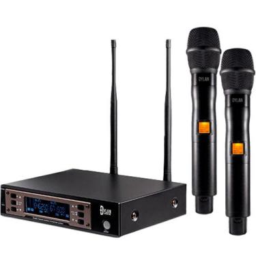 Imagem de Microfone Sem Fio Duplo Profissional Dylan D-9000S UHF 200 canais